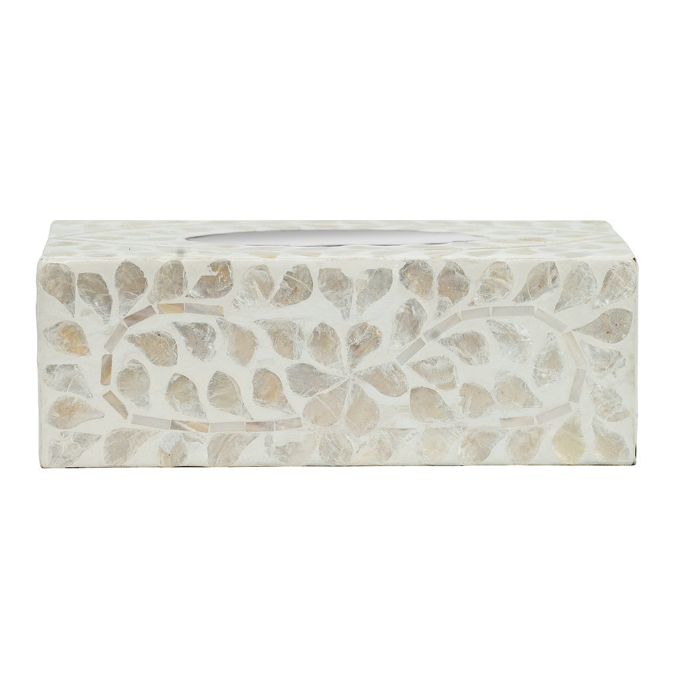 A&B Home 9" Bundle of 60 Rectangular White With Capiz Accent Tissue Box