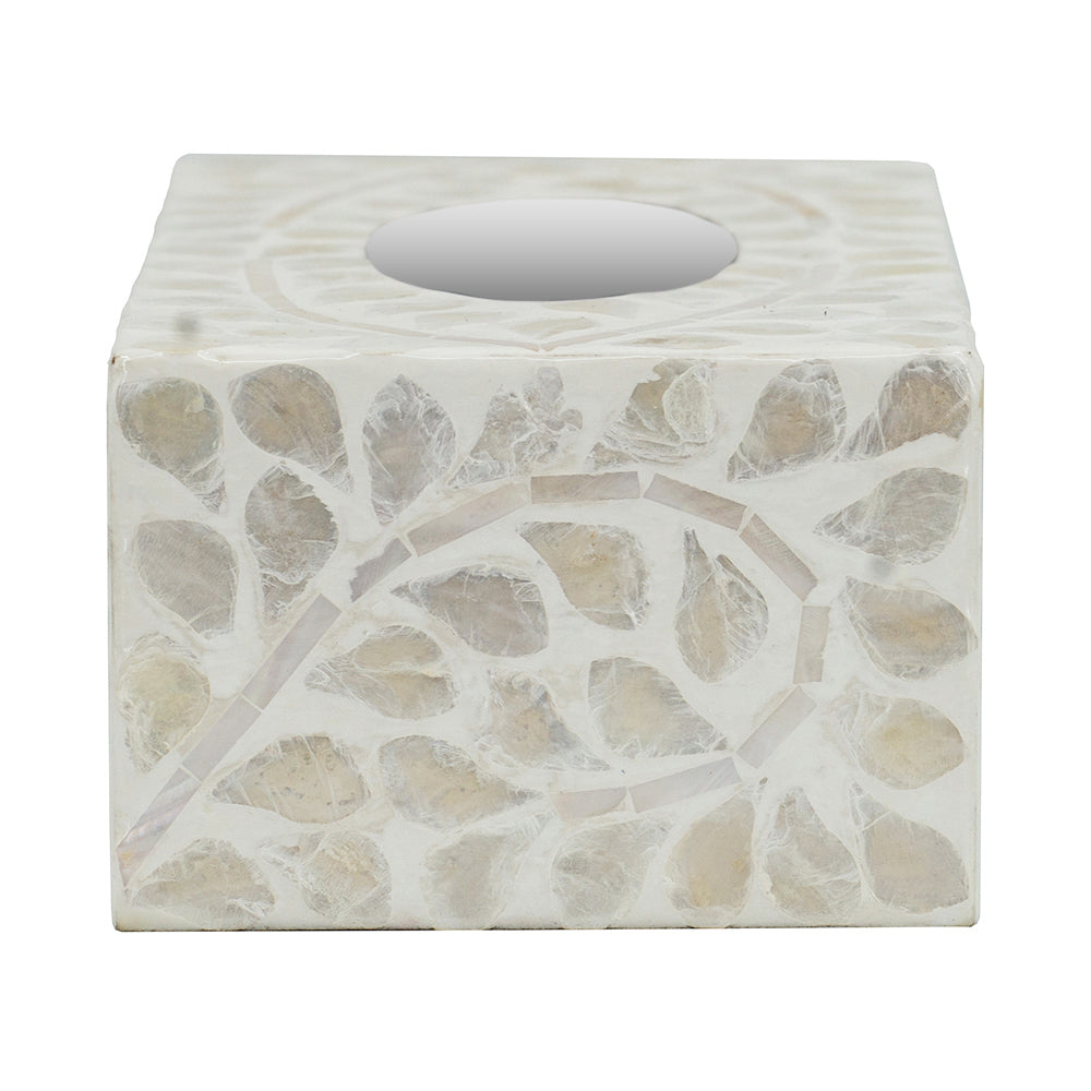 A&B Home 9" Bundle of 60 Rectangular White With Capiz Accent Tissue Box