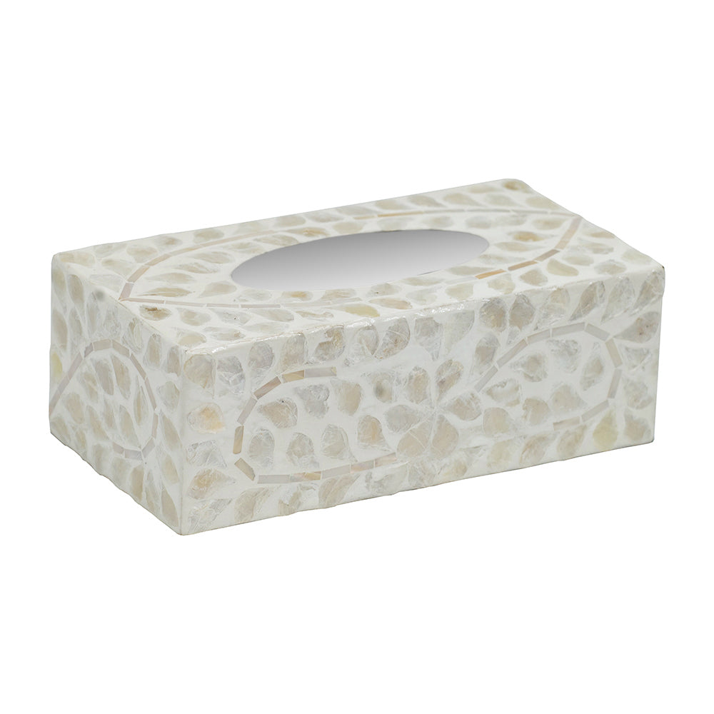 A&B Home 9" Bundle of 60 Rectangular White With Capiz Accent Tissue Box