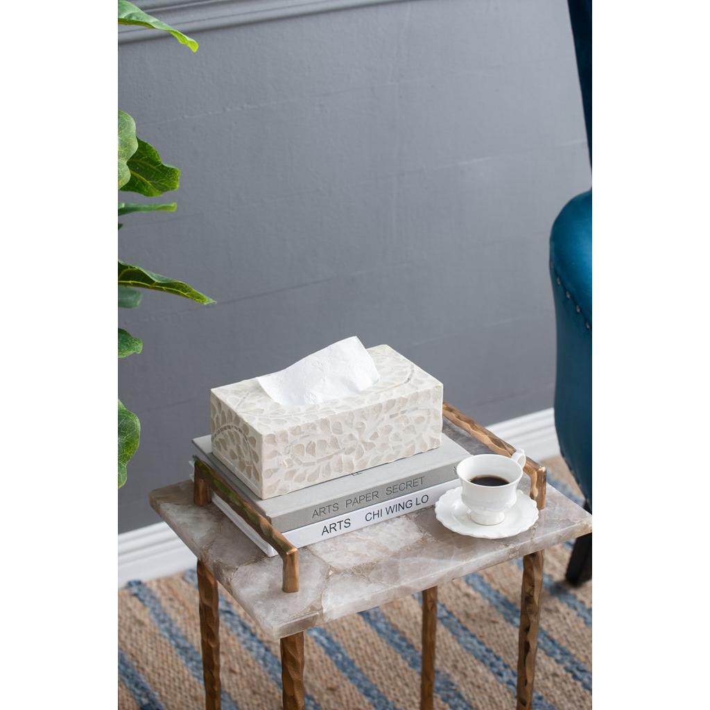 A&B Home 9" Bundle of 96 Rectangular White With Capiz Accent Tissue Box