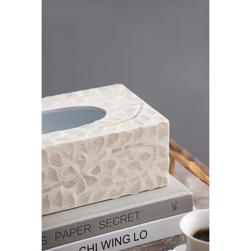 A&B Home 9" Bundle of 96 Rectangular White With Capiz Accent Tissue Box