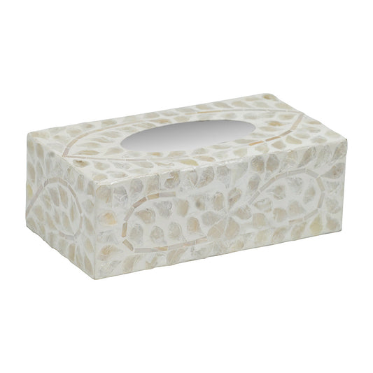 A&B Home 9" Bundle of 96 Rectangular White With Capiz Accent Tissue Box