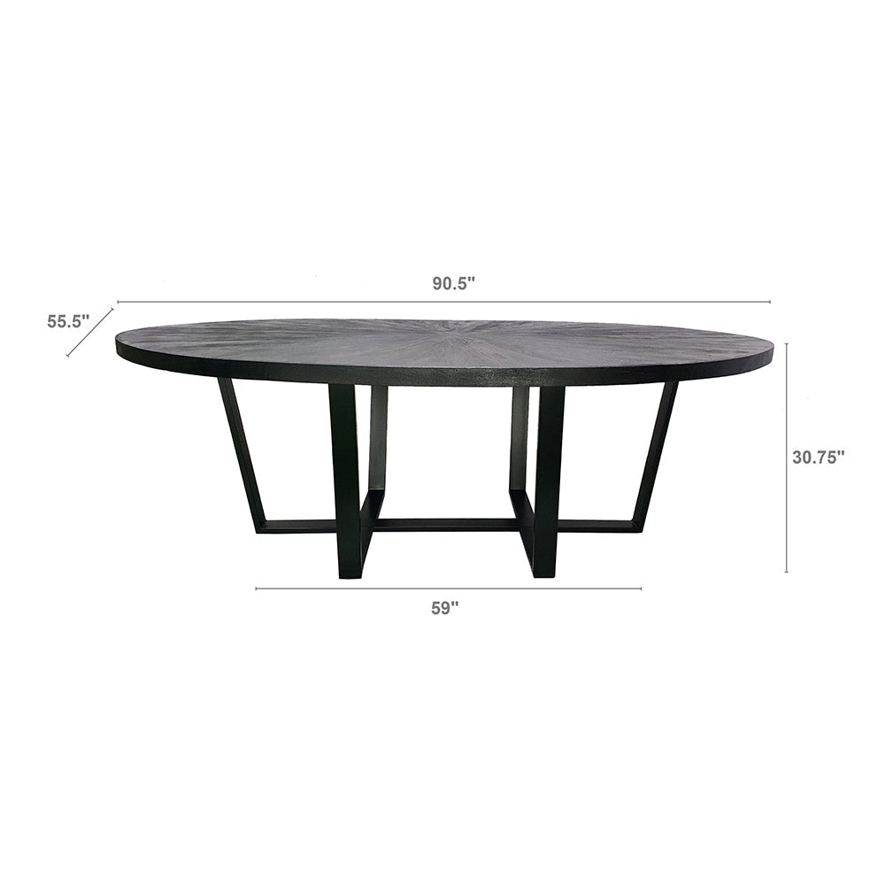 A&B Home 91" x 31" Bundle of 2 Oval-Shaped Black Dining Table