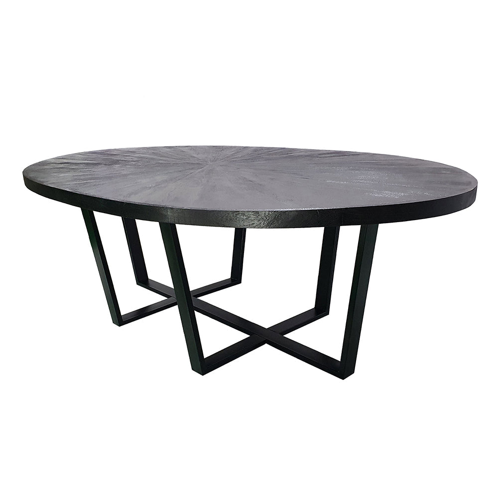 A&B Home 91" x 31" Bundle of 2 Oval-Shaped Black Dining Table
