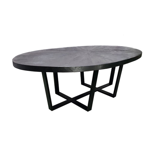 A&B Home 91" x 31" Bundle of 2 Oval-Shaped Black Dining Table
