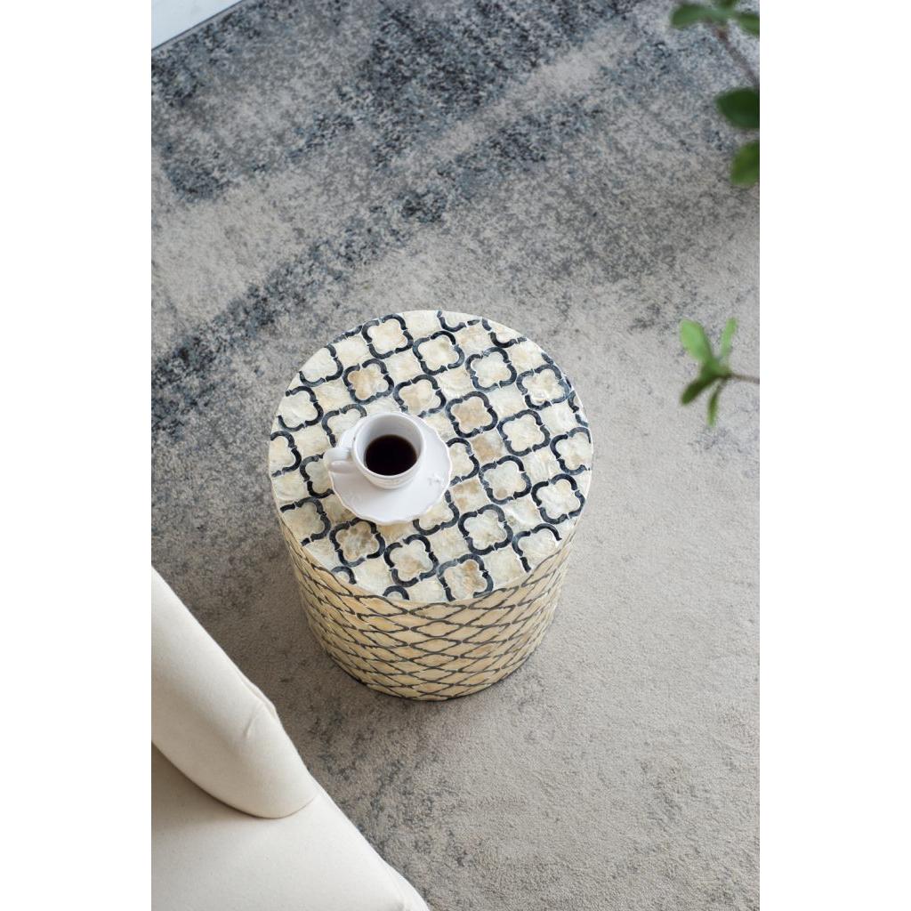 A&B Home Accent 14" x 16" Bundle of 24 Round Black and Cream Diamond Design Pedestal Stool