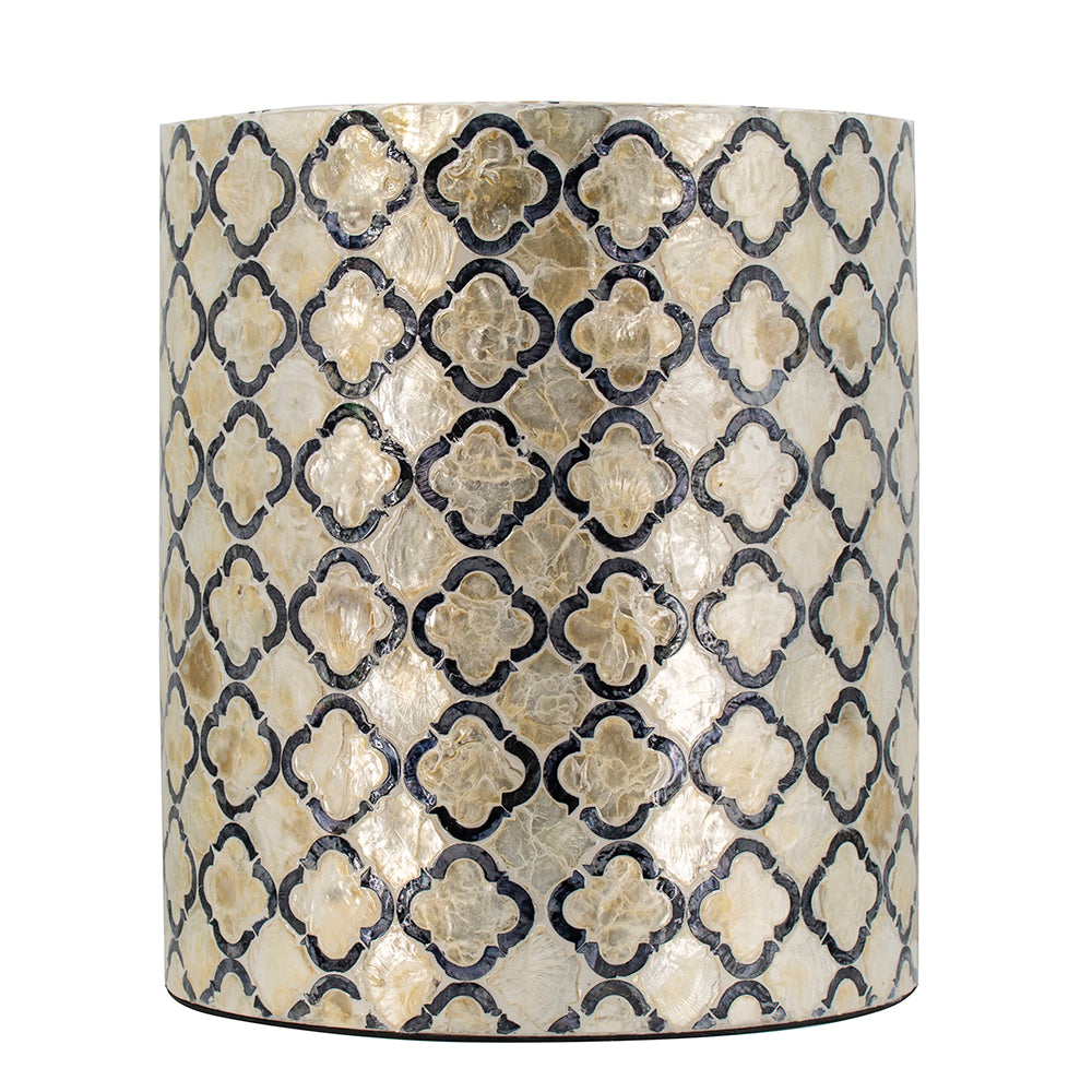 A&B Home Accent 14" x 16" Bundle of 24 Round Black and Cream Diamond Design Pedestal Stool