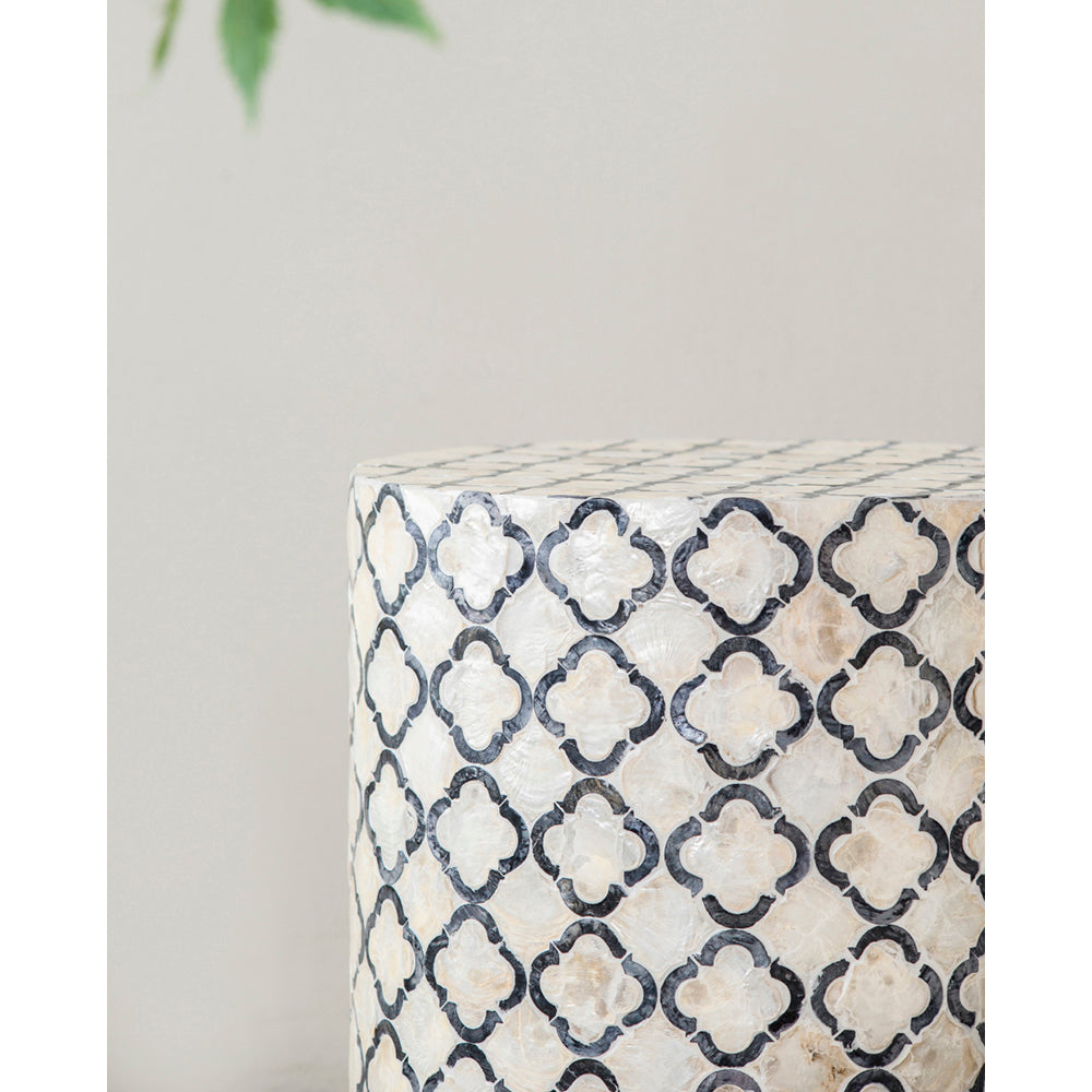 A&B Home Accent 14" x 16" Bundle of 24 Round Black and Cream Diamond Design Pedestal Stool