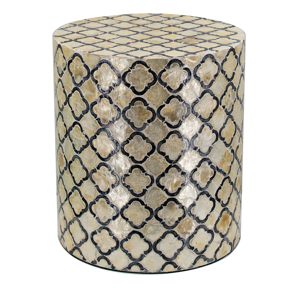 A&B Home Accent 14" x 16" Bundle of 24 Round Black and Cream Diamond Design Pedestal Stool