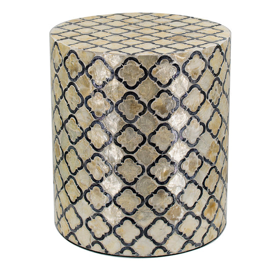 A&B Home Accent 14" x 16" Bundle of 24 Round Black and Cream Diamond Design Pedestal Stool