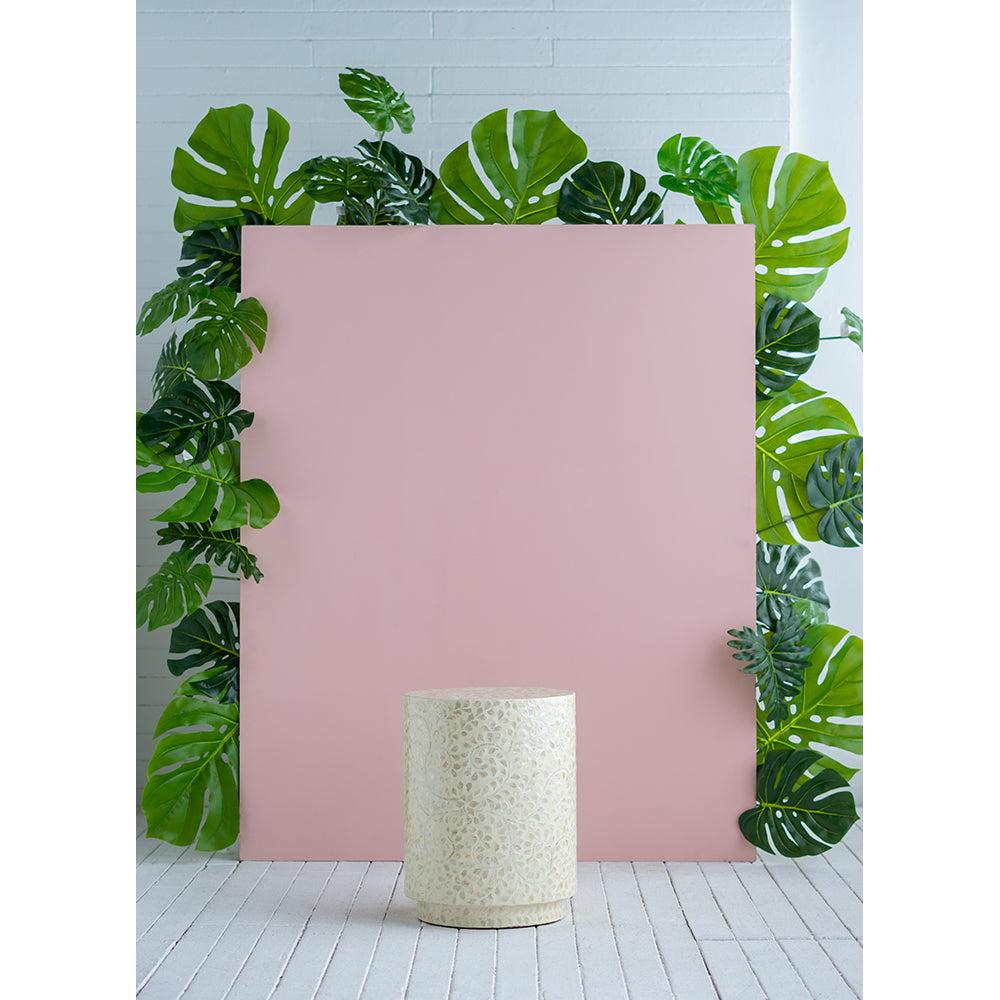 A&B Home Accent 14" x 18" Bundle of 24 Round Cream Geometric Design Pedestal Stool