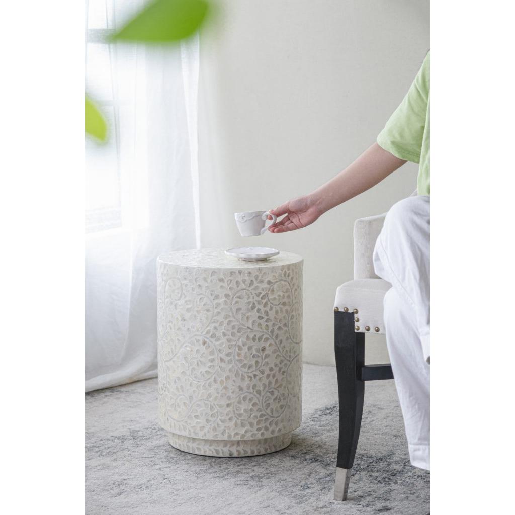 A&B Home Accent 14" x 18" Bundle of 24 Round Cream Geometric Design Pedestal Stool