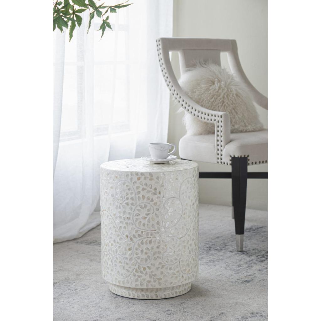 A&B Home Accent 14" x 18" Bundle of 24 Round Cream Geometric Design Pedestal Stool