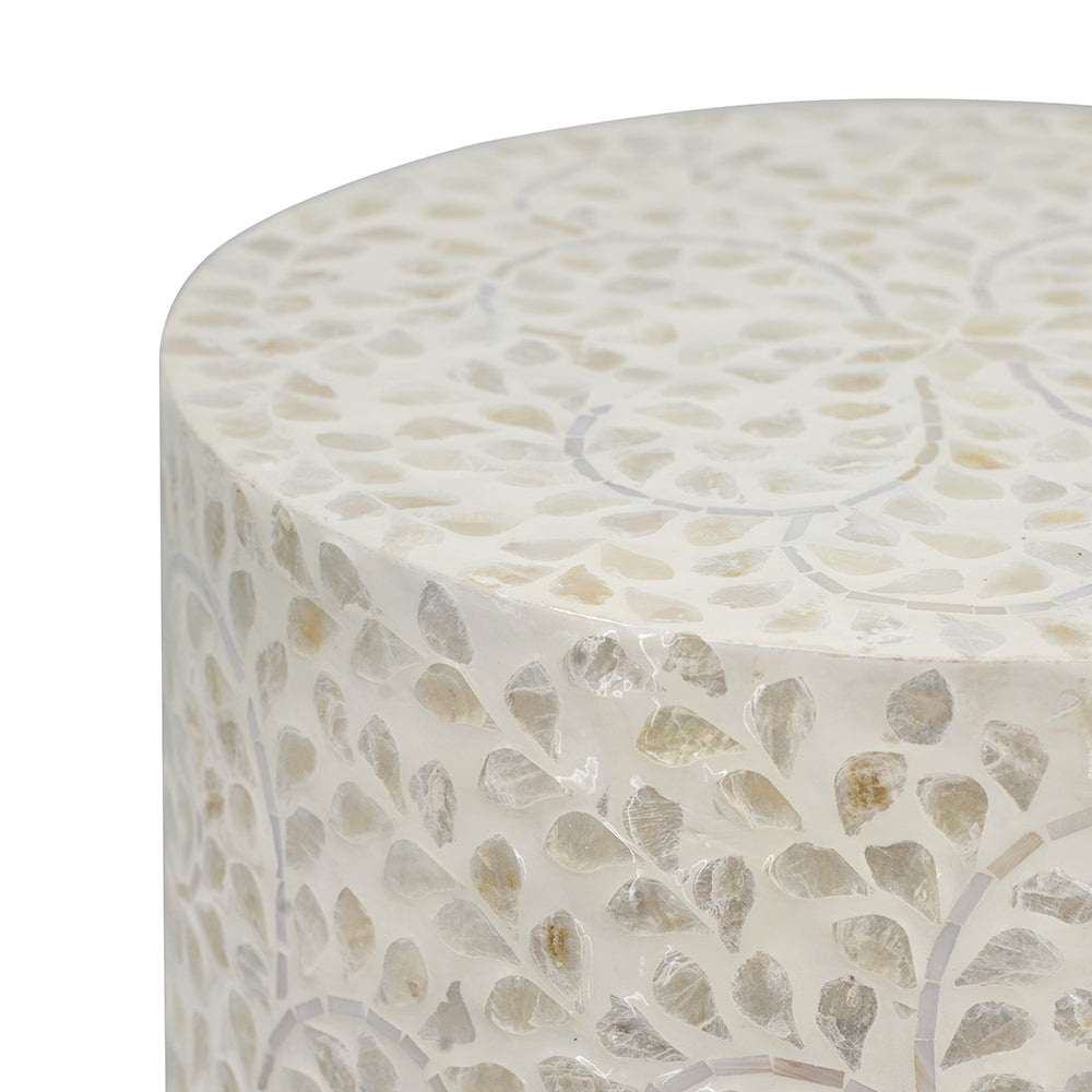 A&B Home Accent 14" x 18" Bundle of 24 Round Cream Geometric Design Pedestal Stool