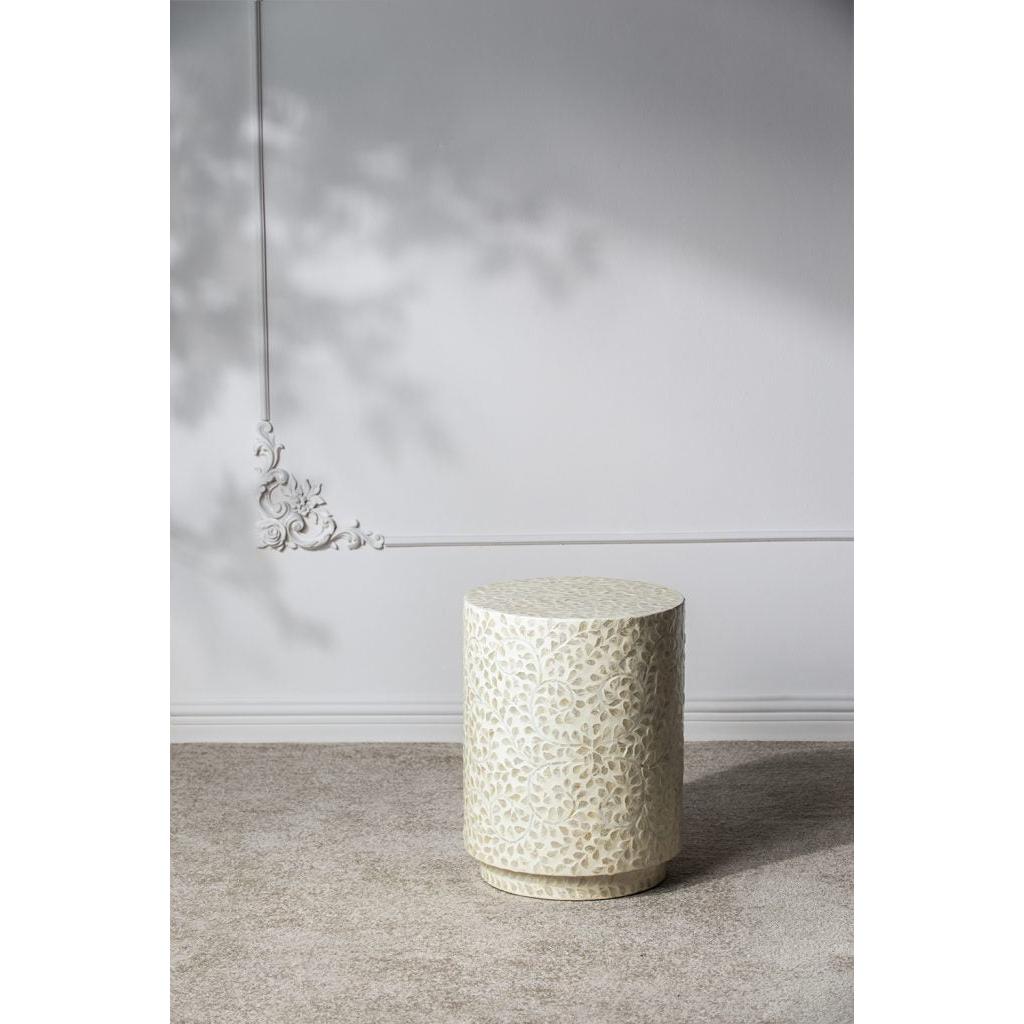 A&B Home Accent 14" x 18" Bundle of 24 Round Cream Geometric Design Pedestal Stool