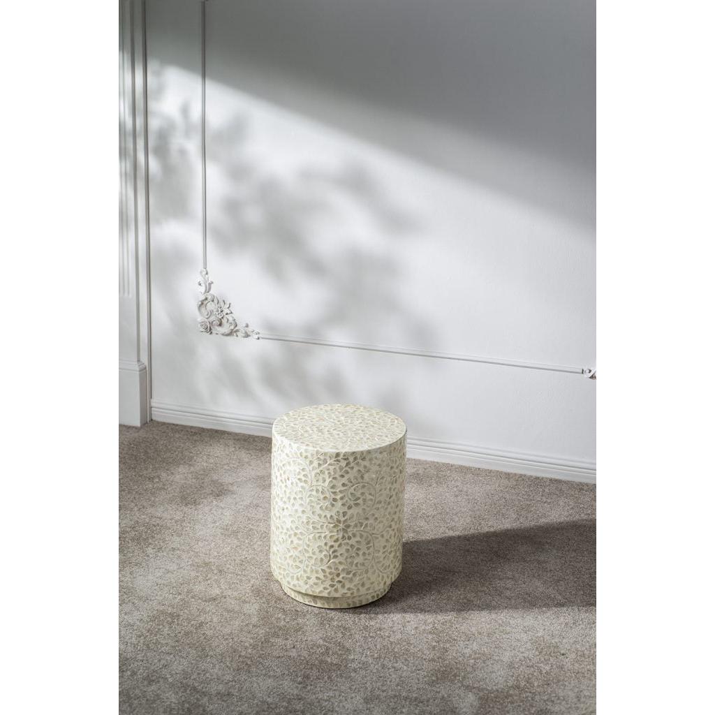 A&B Home Accent 14" x 18" Bundle of 24 Round Cream Geometric Design Pedestal Stool