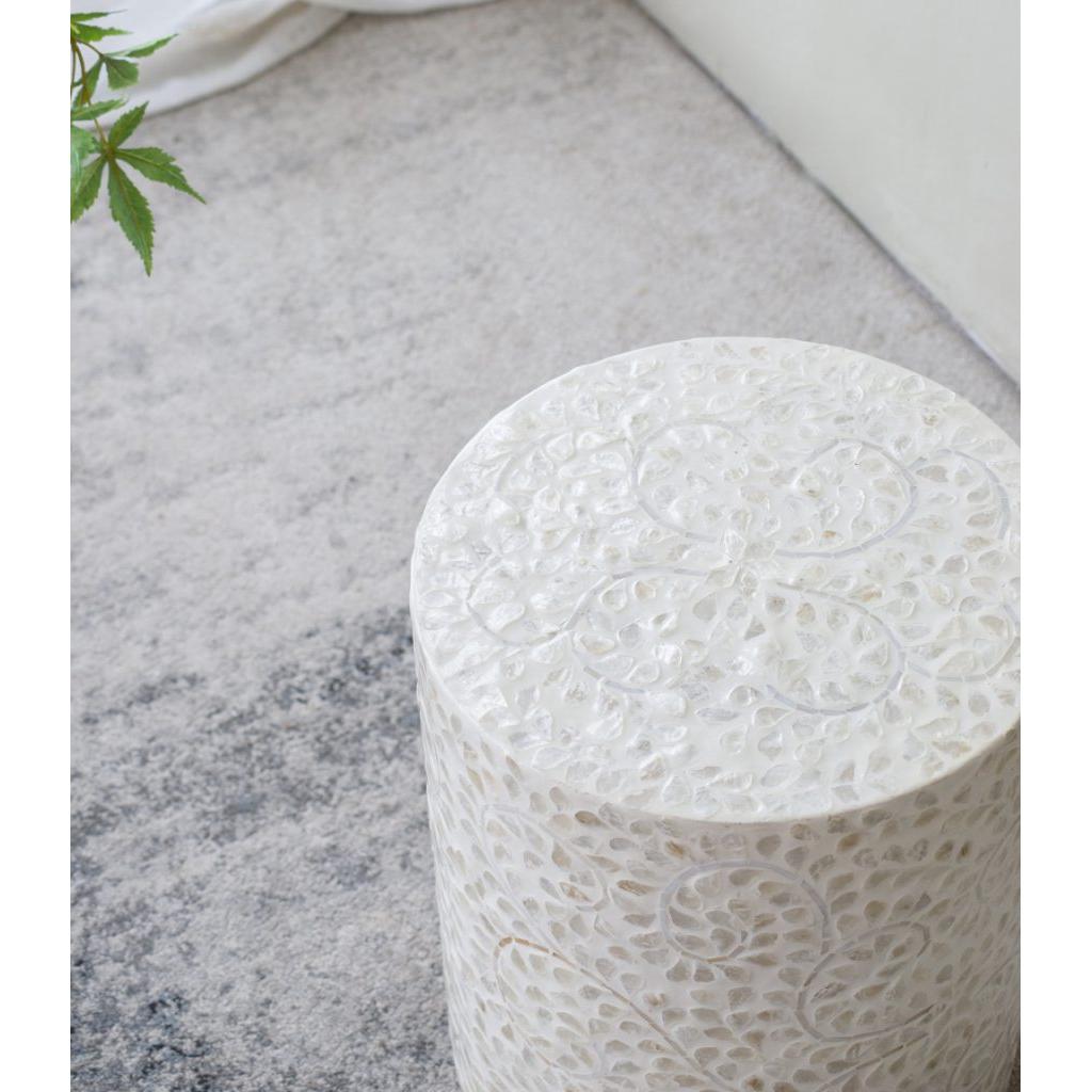 A&B Home Accent 14" x 18" Bundle of 24 Round Cream Geometric Design Pedestal Stool