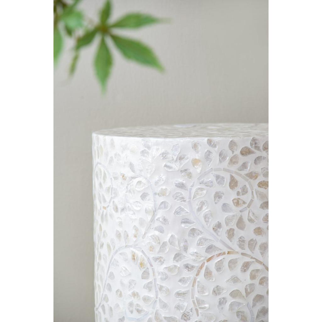 A&B Home Accent 14" x 18" Bundle of 24 Round Cream Geometric Design Pedestal Stool