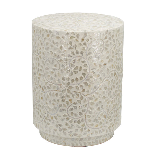 A&B Home Accent 14" x 18" Bundle of 24 Round Cream Geometric Design Pedestal Stool