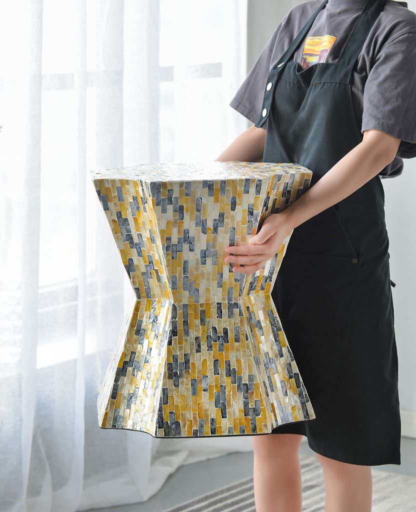 A&B Home Accent 16" x 18" Bundle of 21 Starbust Yellow and Blue Geometric Design Pedestal Stool