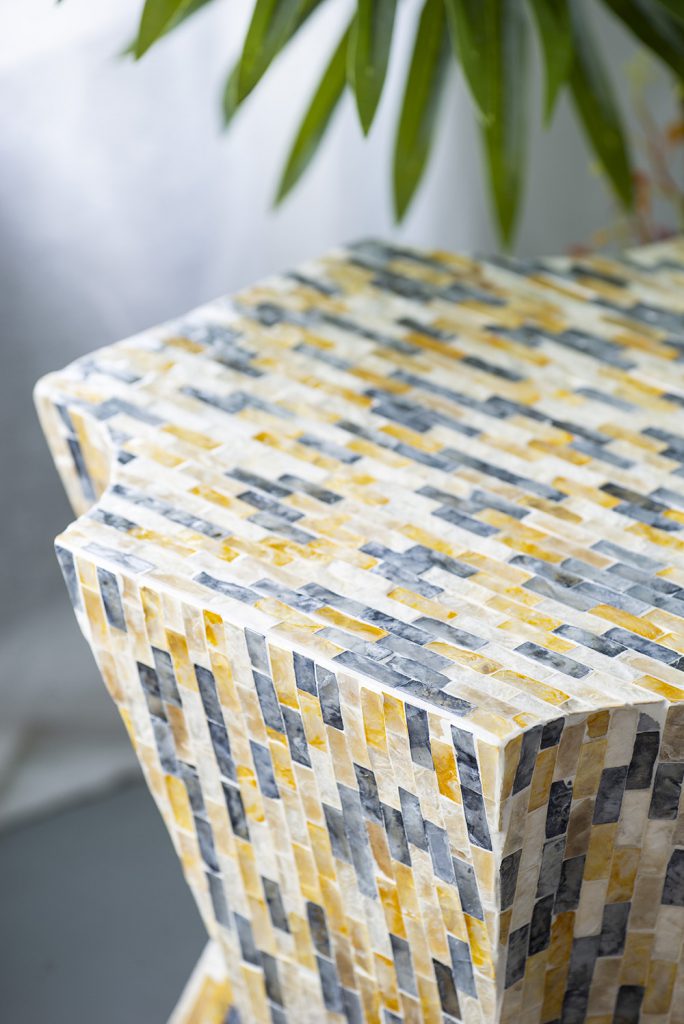 A&B Home Accent 16" x 18" Bundle of 21 Starbust Yellow and Blue Geometric Design Pedestal Stool