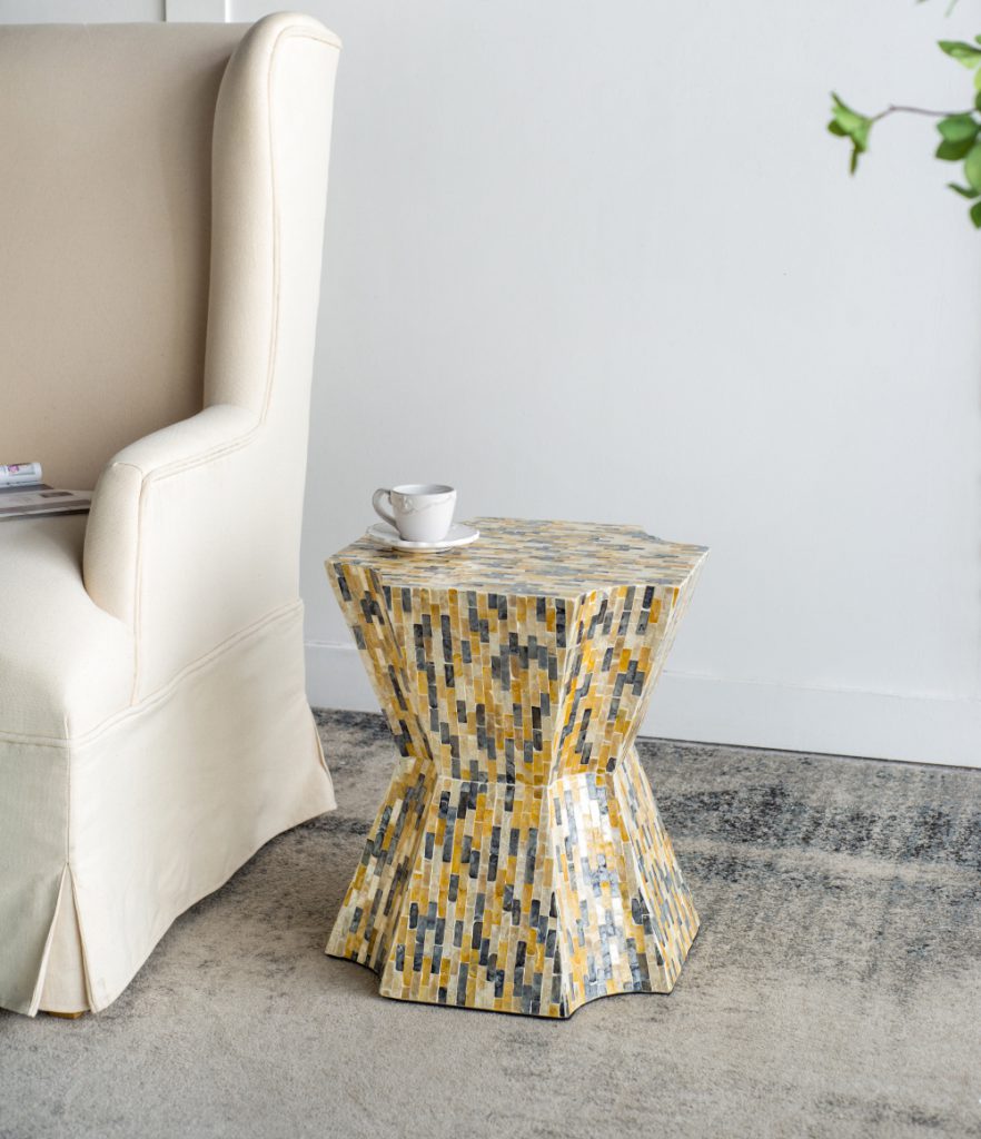 A&B Home Accent 16" x 18" Bundle of 21 Starbust Yellow and Blue Geometric Design Pedestal Stool