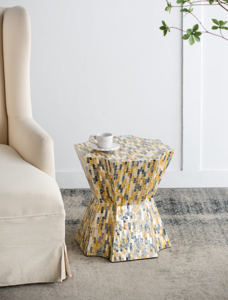 A&B Home Accent 16" x 18" Bundle of 21 Starbust Yellow and Blue Geometric Design Pedestal Stool