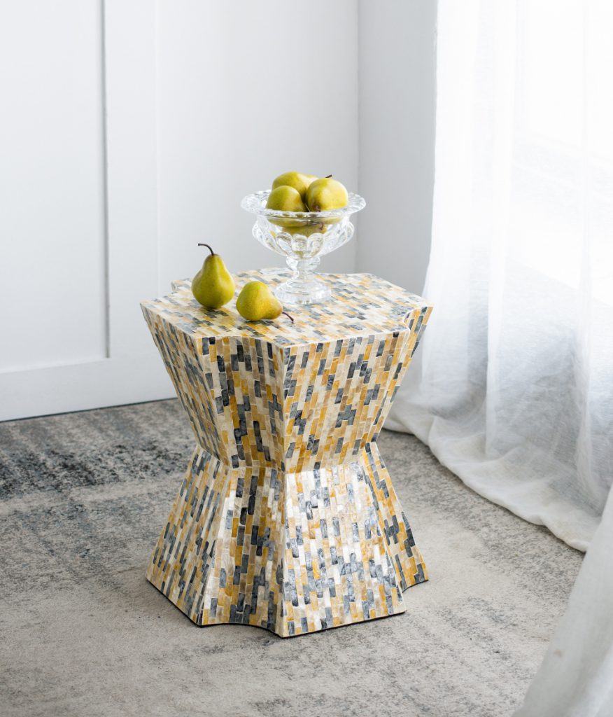 A&B Home Accent 16" x 18" Bundle of 21 Starbust Yellow and Blue Geometric Design Pedestal Stool