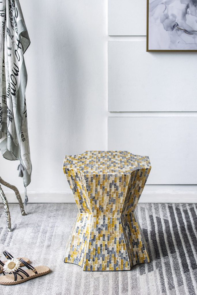 A&B Home Accent 16" x 18" Bundle of 21 Starbust Yellow and Blue Geometric Design Pedestal Stool