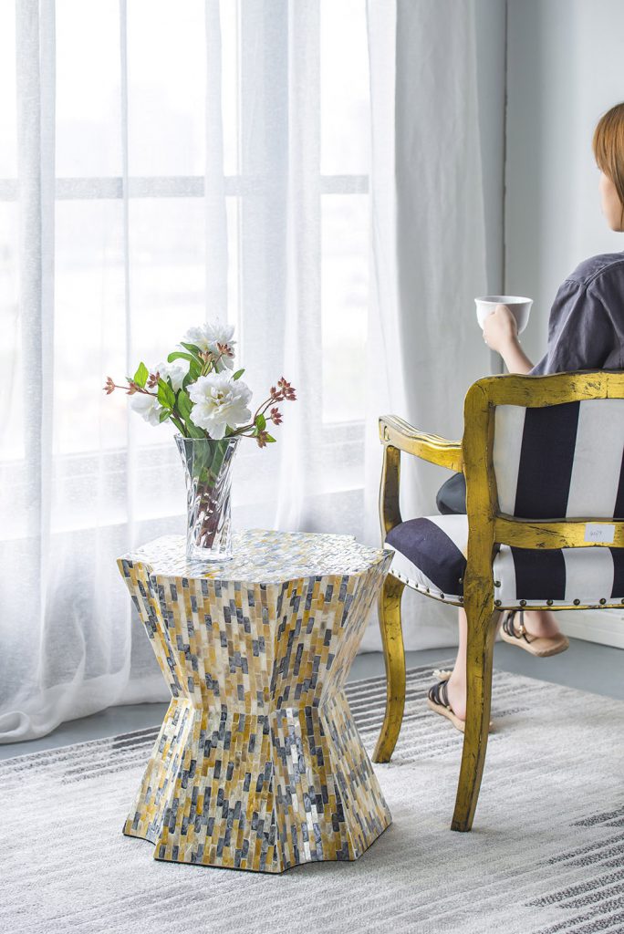 A&B Home Accent 16" x 18" Bundle of 21 Starbust Yellow and Blue Geometric Design Pedestal Stool