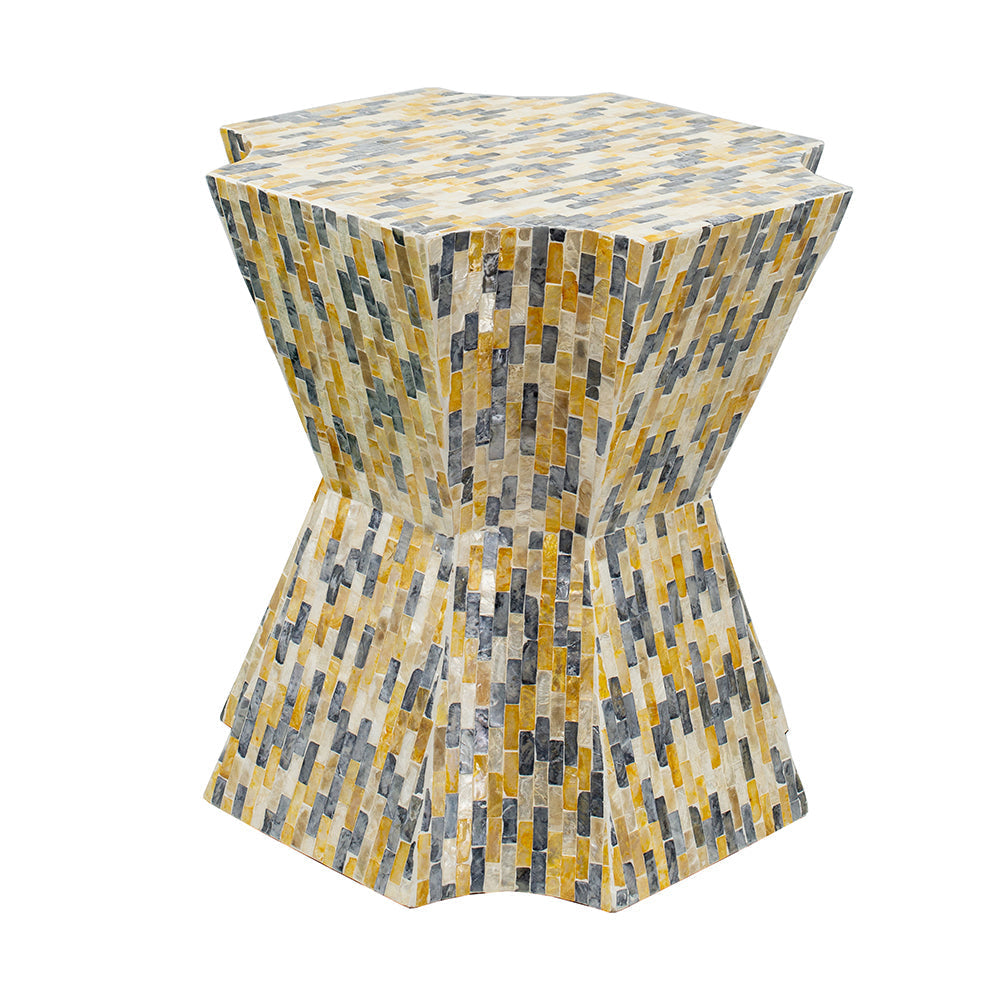 A&B Home Accent 16" x 18" Bundle of 21 Starbust Yellow and Blue Geometric Design Pedestal Stool