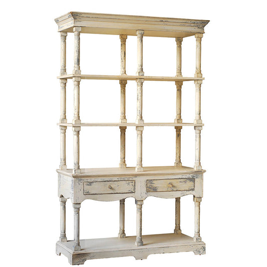 A&B Home Adela 51" x 82" Bundle of 3 Distressed White French Country Bookshelves