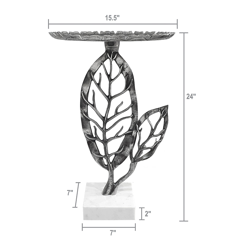 A&B Home Alcott 16" x 24" Bundle of 10 Round Silver Tabletop With Leaf Accent Table