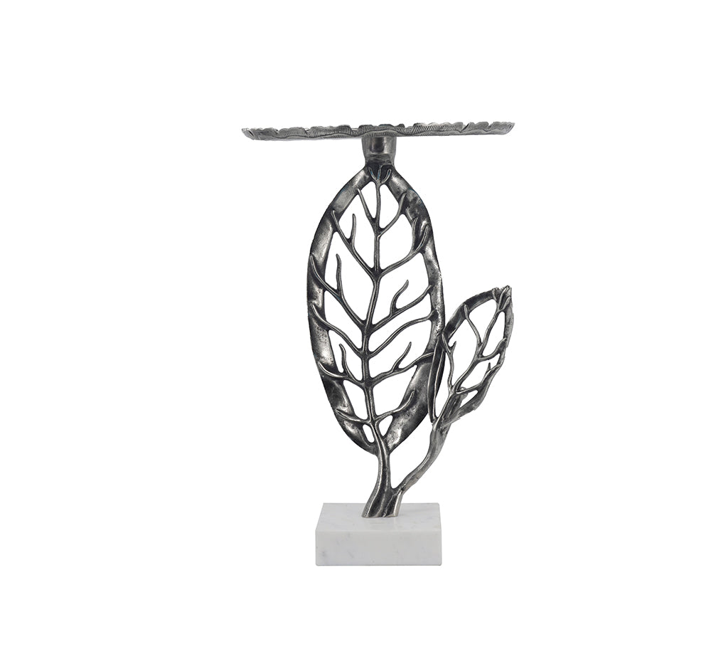 A&B Home Alcott 16" x 24" Bundle of 10 Round Silver Tabletop With Leaf Accent Table