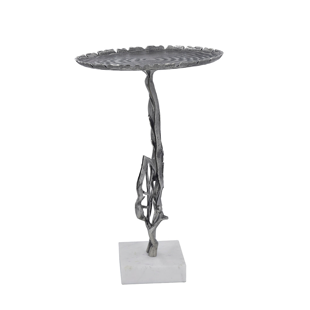 A&B Home Alcott 16" x 24" Bundle of 10 Round Silver Tabletop With Leaf Accent Table