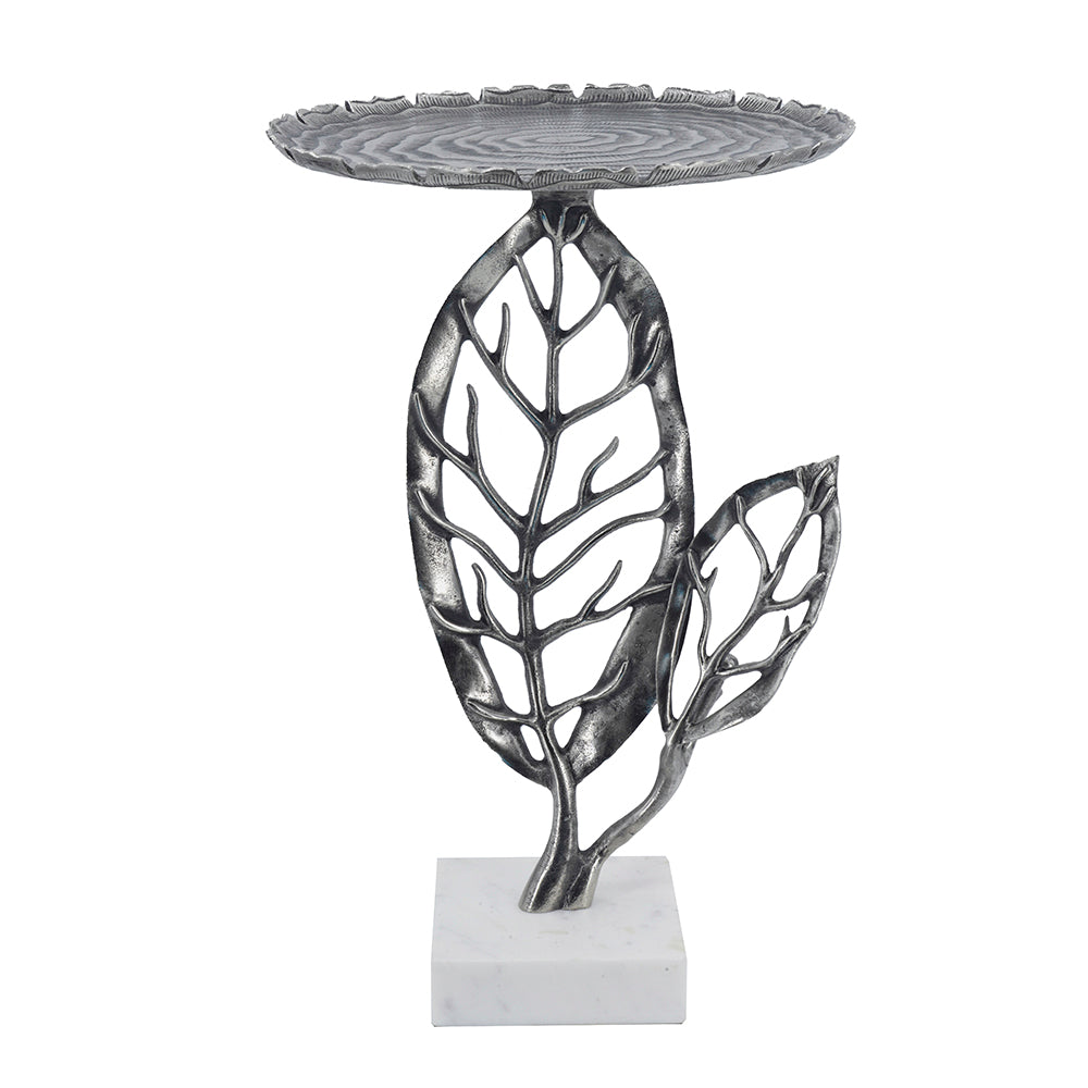 A&B Home Alcott 16" x 24" Bundle of 10 Round Silver Tabletop With Leaf Accent Table