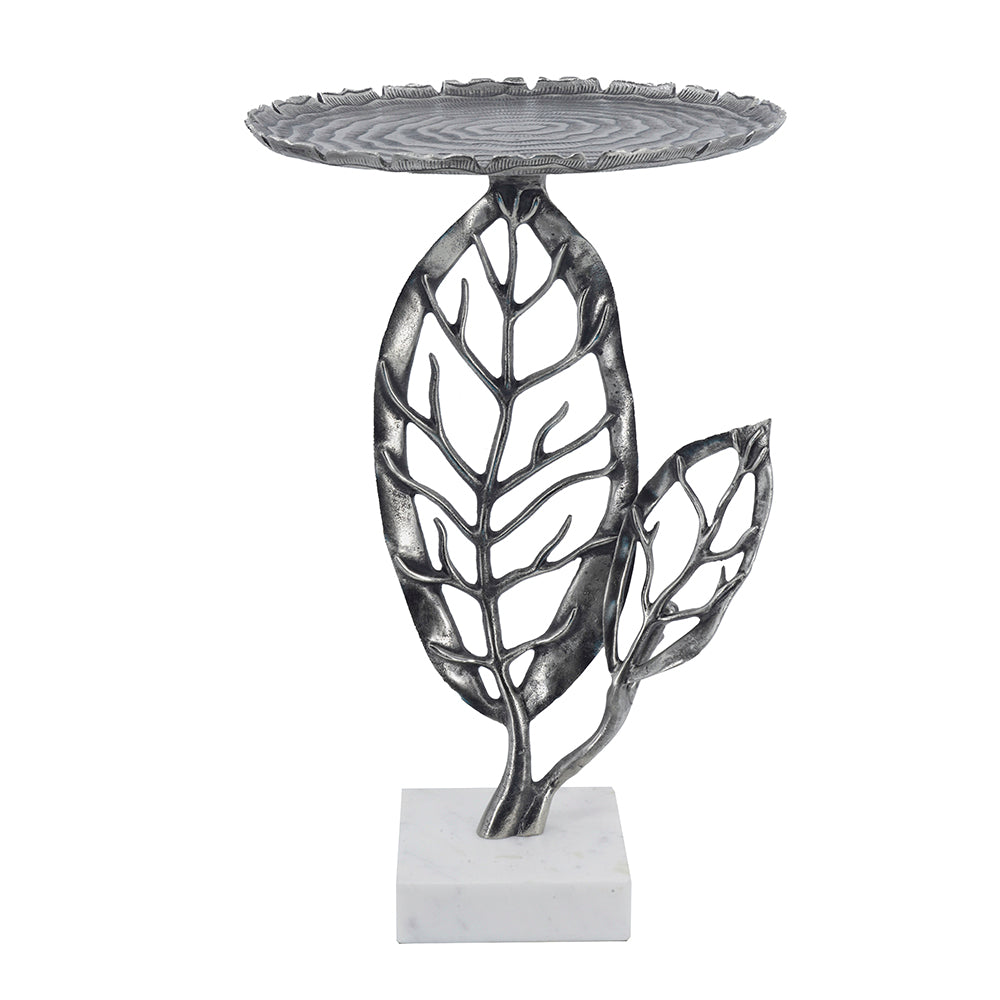 A&B Home Alcott 16" x 24" Bundle of 9 Round Silver Tabletop With Leaf Accent Table