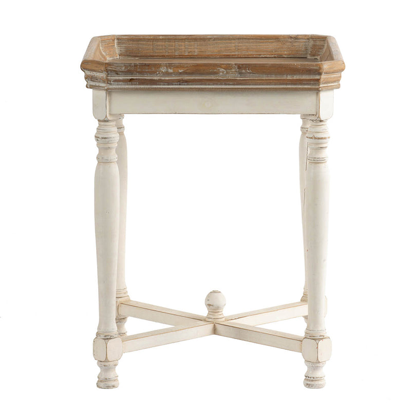 A&B Home Alcott 20" x 25" Bundle of 15 Square Aged White Base Side Table With Natural Wooden Tabletop