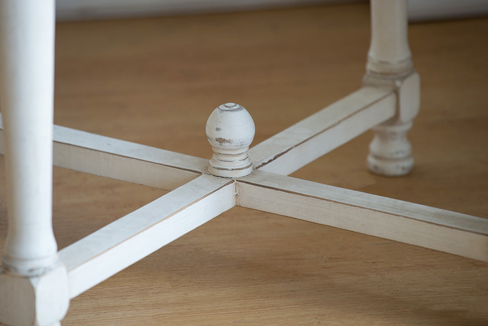 A&B Home Alcott 20" x 25" Bundle of 16 Square Aged White Base Side Table With Natural Wooden Tabletop