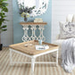 A&B Home Alcott 33" x 19" Bundle of 9 Square Aged White Base Side Table With Natural Wooden Tabletop