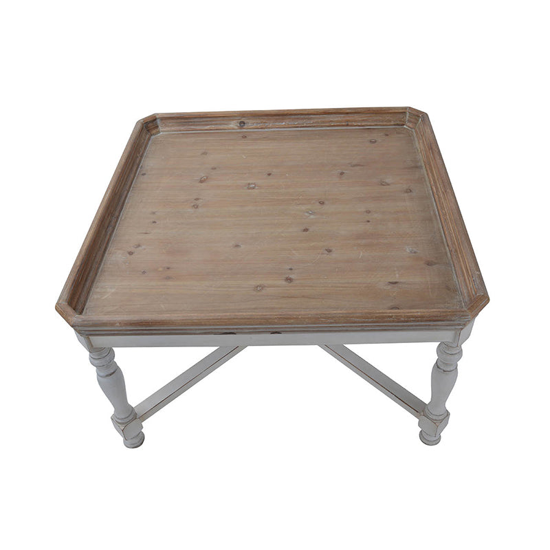A&B Home Alcott 33" x 19" Bundle of 9 Square Aged White Base Side Table With Natural Wooden Tabletop