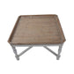 A&B Home Alcott 33" x 19" Bundle of 9 Square Aged White Base Side Table With Natural Wooden Tabletop