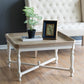 A&B Home Alcott 33" x 19" Bundle of 9 Square Aged White Base Side Table With Natural Wooden Tabletop