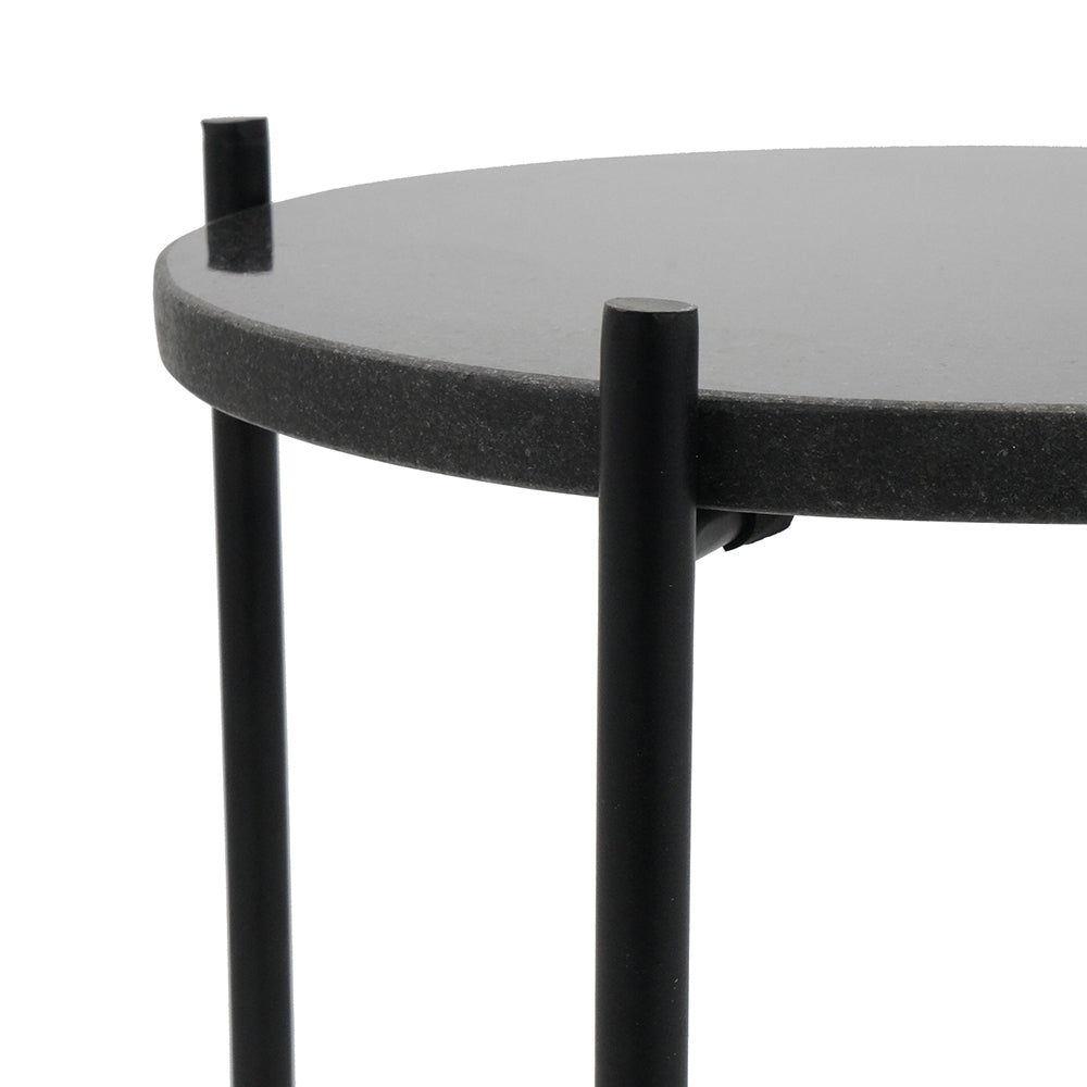 A&B Home Argus 13" x 19" Bundle of 26 Round Black Marble Tabletop With Metallic Frame Side Table