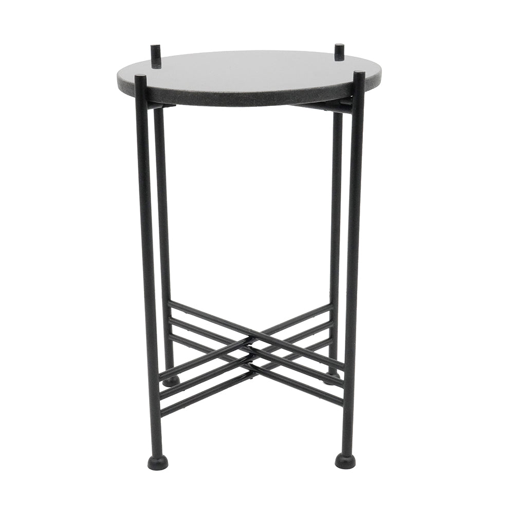 A&B Home Argus 13" x 19" Bundle of 26 Round Black Marble Tabletop With Metallic Frame Side Table