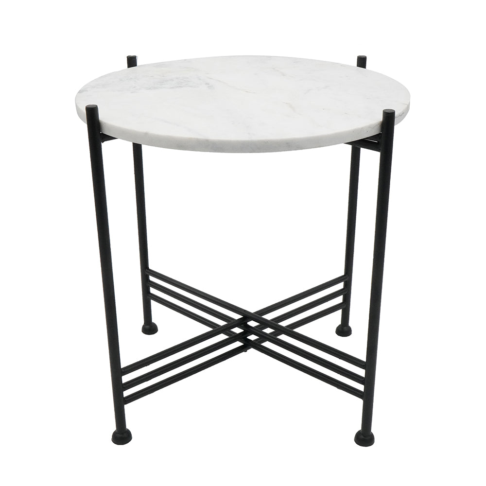 A&B Home Argus 16" x 17" Bundle of 29 Round White Marble Frame Metal Accent Table