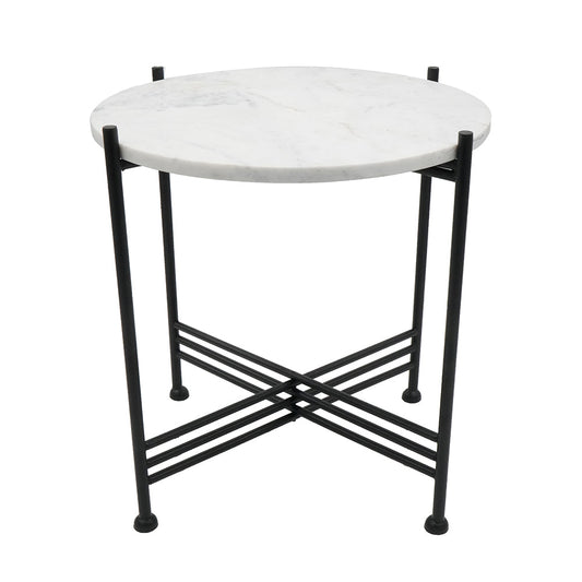 A&B Home Argus 16" x 17" Bundle of 29 Round White Marble Frame Metal Accent Table