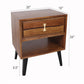 A&B Home Asther 20" x 22" Bundle of 7 Rectangular Brown Acacia Wood Beside Table With Drawer and Shelf