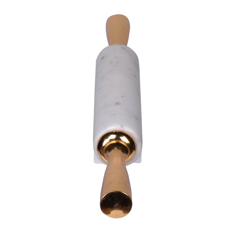 A&B Home Banswara 17" Bundle of 72 White Marble Base With Gold Handle Rolling Pin