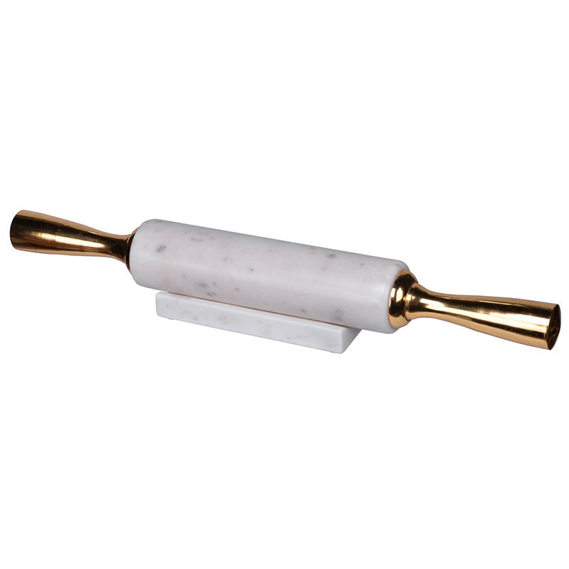 A&B Home Banswara 17" Bundle of 72 White Marble Base With Gold Handle Rolling Pin